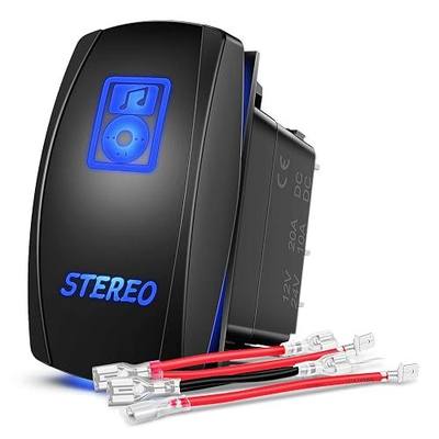 Nilight LED Light Bar Rocker Switch Stereo Rocker Switch 5 Pin Laser On/Off Switch 20A/12V 10A/24V Switch Jumper Wires Set(90006B) , Blue
