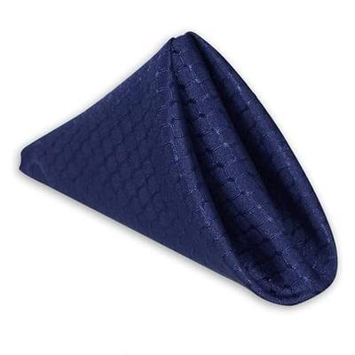ColorBird Elegant Waffle Jacquard Cloth Napkins 17 x 17 Inch Washable Dinner Napkins Water Resistant Spillproof Polyester Fabric Table Napkins for Baby Shower Weddings Parties Banquets, Set of 4, Navy