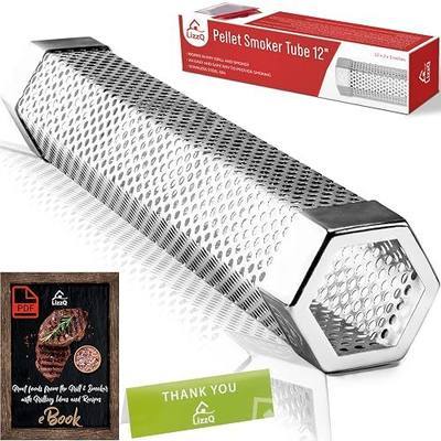 LIZZQ Premium Pellet Smoker Tube 12 inches - 5 Hours of Billowing Smoke | Hot or Cold Smoking - for Any Grill or Smoker - An Easy and Safe Way to Provide Smoking - Free eBook Grilling Ideas & Recipes
