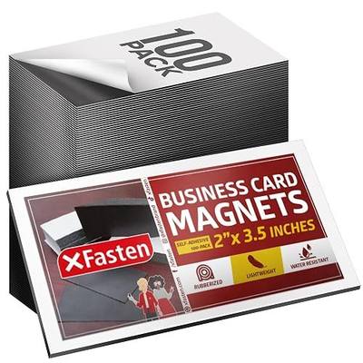 XFasten Self Adhesive Business Card Magnets, Pack of 100, Weatherproof Peel and Stick Magnetic Business Cards