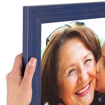 ArtToFrames 20x23 inch Weathered Barnwood in Saturated Navy Blue Wood Picture Frame, 2WOMSM-ECO150-NBU-20x23