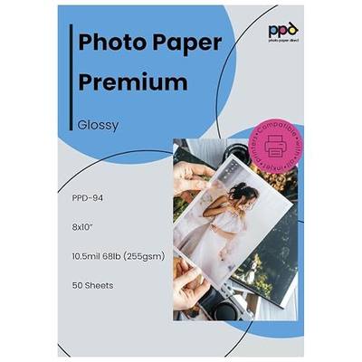 PPD Glossy Photo Paper for Inkjet Printer, 8 x 10" Premium Quality Printable Sheets (50 Pack/255 gsm)