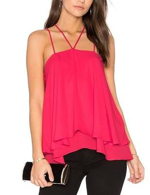 ALLY-MAGIC Womens Chiffon Halter Tank Tops Spaghetti Strap Dressy Cami C4732