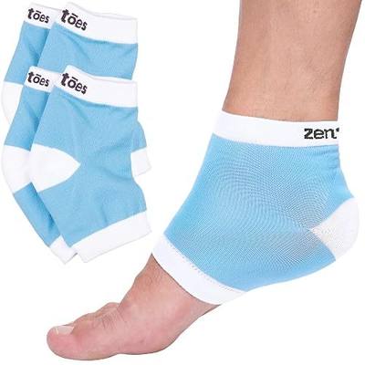 ZenToes Moisturizing Heel Socks, Cotton Gel Lined Toeless, 2 Pairs | Softens dry, cracked heels while you sleep. Washable, reusable, one size; self-care gift for women & men