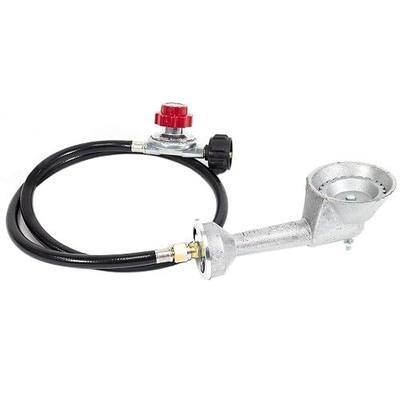 GasOne 50200+2109 High Pressure Cast-Iron Round Burner Head with Brass Fitting O, Regulator & Hose