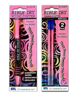 G.T. Luscombe Company, Inc. Bible Dry Refillable Highlighter with 2 Pack of Refills (Pink)