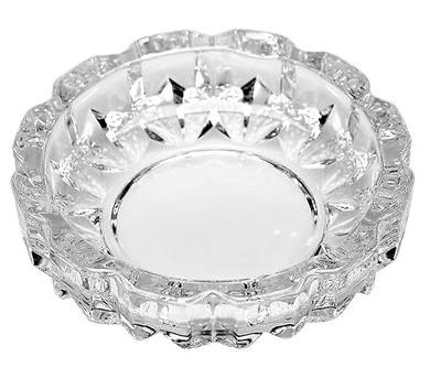 Deli Green Apple Crystal Heavy Glass Ashtray for Indoor and Outdoor Decorative (Round)