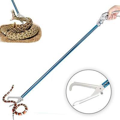 Snake Tong Catcher–Professional Reptile Rescue Grabber Aluminum Alloy with Wide Jaw Locking Mechanism and Comfort Grip for Safe Rattlesnake Control and Removal Tool (60inch Snake Tong)