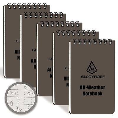 GLORYFIRE Waterproof Notebook Tactical All-Weather Spiral Memo Paper Notepad with Waterproof Grid Paper for Outdoor Activities Recording 3"x5" (5pcs)