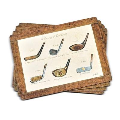 Pimpernel A History of Golf Collection Placemats | Set of 4 | Heat Resistant Mats | Cork-Backed Board | Hard Placemat Set for Dining Table | Measures 15.7” x 11.7”