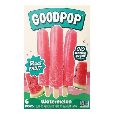 GOODPOP - Watermelon Ice Pops - Fruit Juice, No Artificial Dyes or Flavors, No Added Sugar, 6 Count