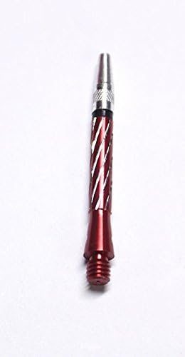 US Darts - Red Super Spin Engraved Aluminum Dart Shafts - 2 Sets (2BA Medium) + O'rings