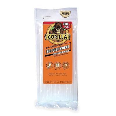 Gorilla Hot Glue Sticks, Clear Glue, Full Size 8" Long x 0.43" Diameter, 20 Count (Pack of 1) - Safe for All Temperatures with Extended Working Time