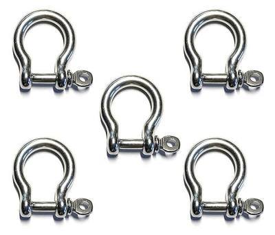 US STAINLESS 5 Pieces Stainless Steel 316 Forged Bow Shackle 3/16" (5mm) Marine Grade