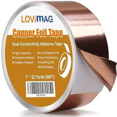 LOVIMAG Copper Foil Tape (1inch X 66 FT) with Conductive Adhesive | Copper Tape for Guitar and EMI Shielding, Crafts, Electrical Repairs, Grounding