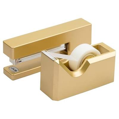 JAM PAPER Office & Desk Sets - 1 Stapler & 1 Tape Dispenser - Gold - 2/Pack