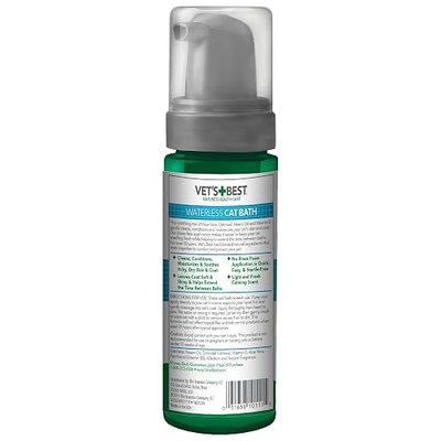 Vet's Best No-Rinse Clean Waterless Cat Shampoo. Natural Formula, 8 oz