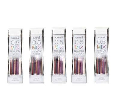 Uni NanoDia Color Mechanical Pencil Leads 0.5mm 7 Color MIX, 5 Pack/total 100 Leads Value Set