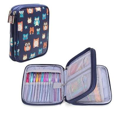 Teamoy Crochet Hooks Case Empty, Aluminum Crochet Hooks Storage Bag, Owls | Crochet Hook Organizer for Crochet Needles and Knitting Accessories, Perfect for Beginners and Experienced Crochet Lovers