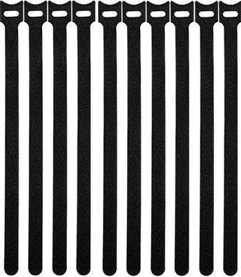 50 Pcs Reusable Fastening Cable Ties, Microfiber Cloth 12 Inch Hook and Loop Cord Ties, Black