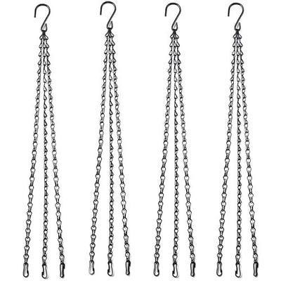 Flower Pot Chain 24 Inch Hanging Flower Basket Galvanized Replacement Chain 3 Point Garden Plant Hanger (4pcs(Black))