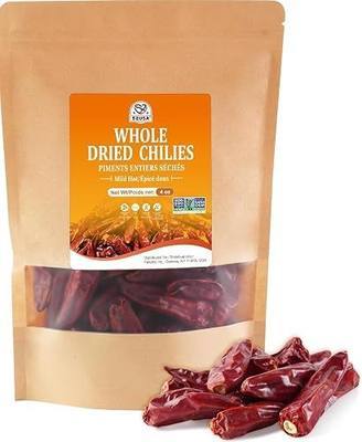 52USA Dried Chilli Peppers, Whole Dried Chilies 4 oz, Mild Spicy Chili Peppers, 100% Natural & Premium Sichuan Red Dry Chilis, Red Chili Peppers, Dry Sichuan Chile Peppers Great for Mexican Recipes