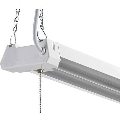 LED 4ft Utility Shop Light-40W, 4000K, Linkable, Clear Lens, 4500LM, Replaces 4 Foot Fluorescent, Garage Shoplight Ceiling Fixture, Pull Cord Chain, Plug in