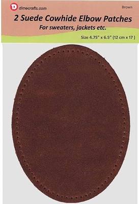 -2 Sew-on Large Natural Suede Leather Elbow Patches Size 4.75 in x 6.5 in w/Perforated Edges for Easy Sewing - (Brown)