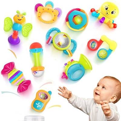 iPlay, iLearn 10PCS Baby Rattle Toys 3-6-12 Months, Infant Sensory Teething | Babies Rattles Teether Set, Grab Shake Development Learning Toy, Newborn Shower Birthday Gift 0 1 2 4 5 7 9 10 Month Boy Girl