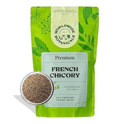 Worldwide Botanicals French Chicory Root, 1 Pound - Brew Like Coffee, Blend Roasted Chicory Root With Coffee, Prebiotic, Acid Free, Caffeine Free, Kosher