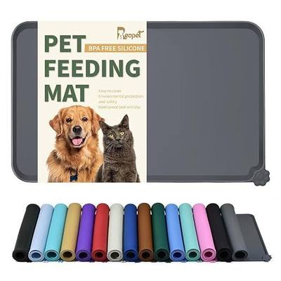 Reopet Silicone Pet Feeding Mat - Waterproof & Non-Slip Dog Cat Placemat | High Raised Edges Prevent Food & Water Spills to Protect Floors, Easy to Clean, Fit for Dog Cat Bowls