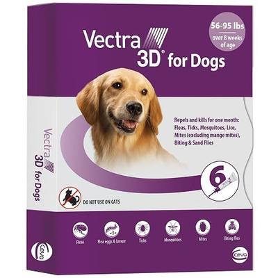 Vectra 3D Flea and Tick Prevention for Large Dogs 56–95 lbs, 6‑Month | Kills and Repels Fleas, Ticks & Mosquitoes | Fast‑Acting, Waterproof, No Prescription Needed