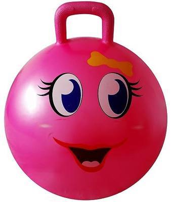 AppleRound Hippity Hoppity Hopball with Ball Pump, 18in/45cm Diameter for Age 3-7, Kangaroo Bouncer, Space Hopper Ball with Handle for Children, Printed Design (Girl)