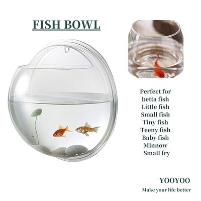 Creative Acrylic Hanging Wall Mounted Fish Tank, Hanging Bowl for Water Plants, Wall Fish Bubble Tank, Hydroponic Air Plant Flower Pot, Mini Aquarium Planter, Home Decor (1, 0.5 Gallon / 9 '')