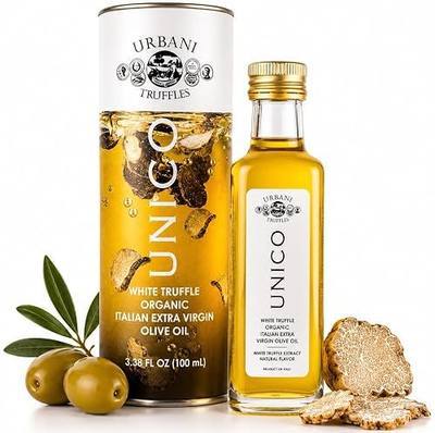 White Truffle Oil 3.4 Fl Oz, USDA Organic, Made with Extra Virgin Olive Oil | Urbani Truffles Unico. Great on Pasta, Salads, Pizza, Fish, Eggs & Meat. Italian Gourmet, All-Natural, Vegan.