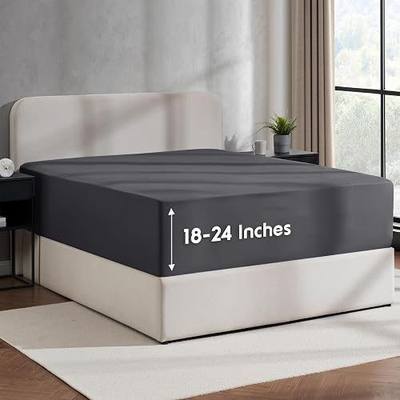 Nestl Extra Deep Pocket King Fitted Sheet Only, King Size Fitted Sheets | Hotel Luxury, Easily Fits 18 to 24 Inch Mattress, Super Soft, Wrinkle-free and Breathable, Corner Straps, Dark Grey