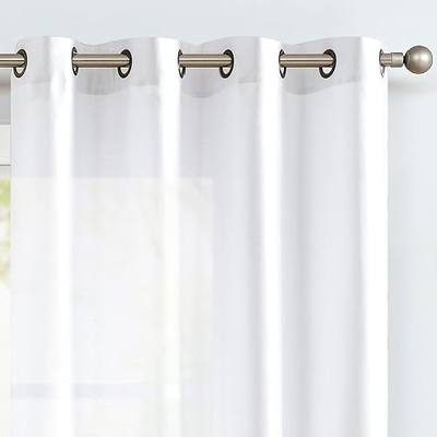 Vangao White Silky Curtains 95 inches Long Faux Silk Opaque Curtain Light Filtering Living Room Satin Drapes Privacy Window Treatments Set for Bedroom, Grommet Top,2 Panels