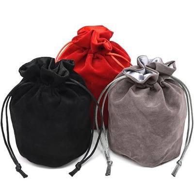 Red/Grey/Black Drawstring Dice Bag - Dungeons and Dragons Fabric/Standing Cotton Fabric Dice bag/D&D Dice Pouch/Small Pouch/Also can be used as a Velvet Jewelry Bag(3 Colors for One Set)