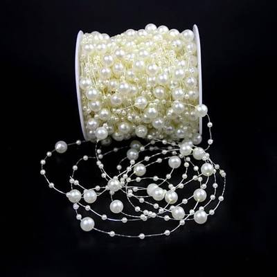 Bingcute 100 Feet Fishing Line Artificial Pearls String Beads Chain | Garland Flowers Wedding Party Decoration, Party Supplies