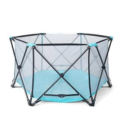 Regalo Safety My Play Portable Baby Playpen & Play Yard, Foldable 6-Panel Indoor Outdoor Playpen for Babies & Toddlers, Mesh Sides, Washable Fabric, 48”, Aqua/Black