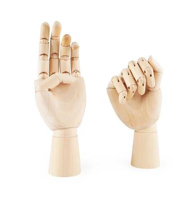 Art Mannequin, 12" Wooden Sectioned Opposable Articulated Left/Right Hand Figure Manikin for Drawing, Sketching, Painting