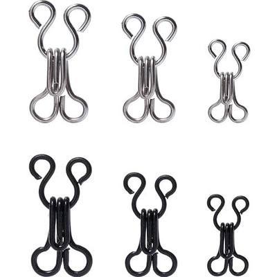 Bememo 50 Set Sewing Hooks and Eyes for Bra, 3 Sizes, Silver Black | Hook and Eye Latch Sewing, Bra Replacement Closure, 3 Sizes for Custom Fit, Metal Hook Eye, Sewing Notions Kit