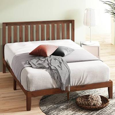 Zinus Vivek Wood Platform Bed Frame with Headboard, Solid Wood Foundation with Wood Slat Support, No Box Spring Needed, Easy Assembly, Queen