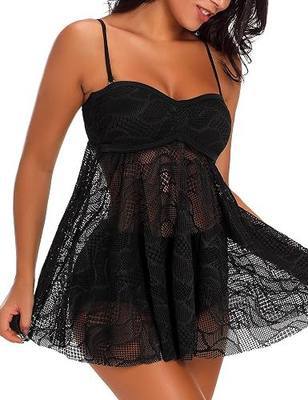 Utyful Women's Plus Size Lace Two Piece Tankini High Waist Bottom Swimwear