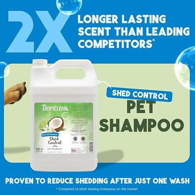 TropiClean Deshedding Dog Shampoo, Professional Dog Shampoo, Fast-Acting Shedding Control, Puppy Safe, Made in USA, Lime & Coconut Scent, 1 Gallon