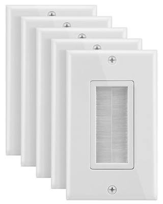 Fosmon 1-Gang Brush Style Passthrough Low Voltage Wall Plate - 5 Pack | Single Gang In-Wall Installation Faceplate Insert for Speaker Wires, Coaxial Cables, HDMI, or Network Phone Cord Routing