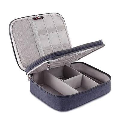 Electronic Organizer ATailorBird Travel Gadget Organizer Double Layer Storage Bag for 9.7 Inch iPad Cables Cord Phone Chargers Memory Cards Power Bank Flash Hard Drive ( Dark Blue,Medium))