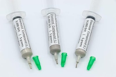 TechDiamondTools Diamond Polishing Paste Kit — 3 Grits (5000, 14000, 50000) | USA Made | Oil-Based Syringes | Progressive Polishing Set for Metal, Glass, Gemstone, Knife, Jewelry | 10% Diamond Powder