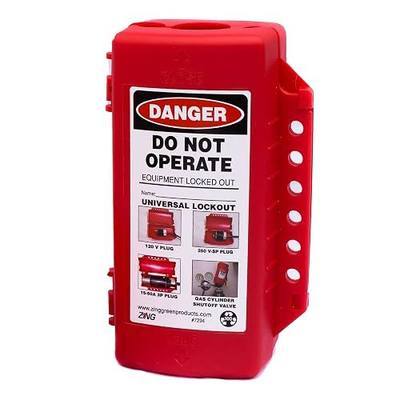 Zing 7294 USA Made Recycled Plastic Universal Forklift/Cylinder/Electrical Plug Lockout Device, 4.25 x 7.25 x 3 Inch , Red