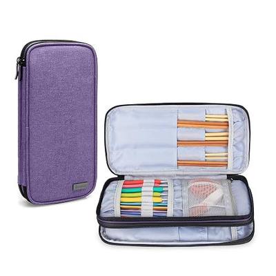 Teamoy Knitting Needles Organizer, Travel Crochet Hook Case, Purple | Crochet Needles Storage Bag for Circular and Straight Knitting Needles(up to 10"), Crochet Hooks and Accessories, Bag Only
